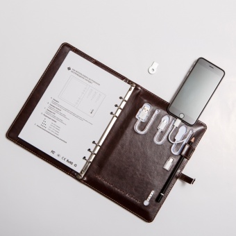 Ежедневник со встроенной USB зарядкой и флешкой 8 ГБ (коричневый)